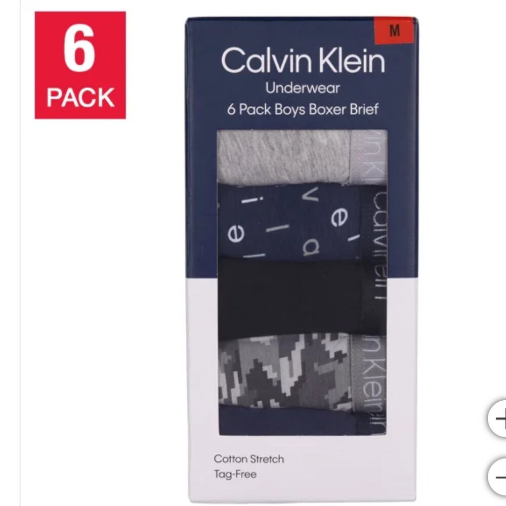 New! Calvin Klein Boys' Cotton Stretch Boxer Brief Underwear 6-pack Size S Small